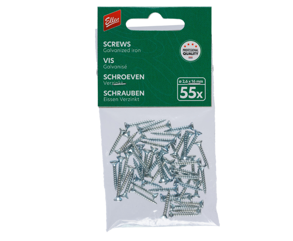 Galvanized screws 2,6x16mm